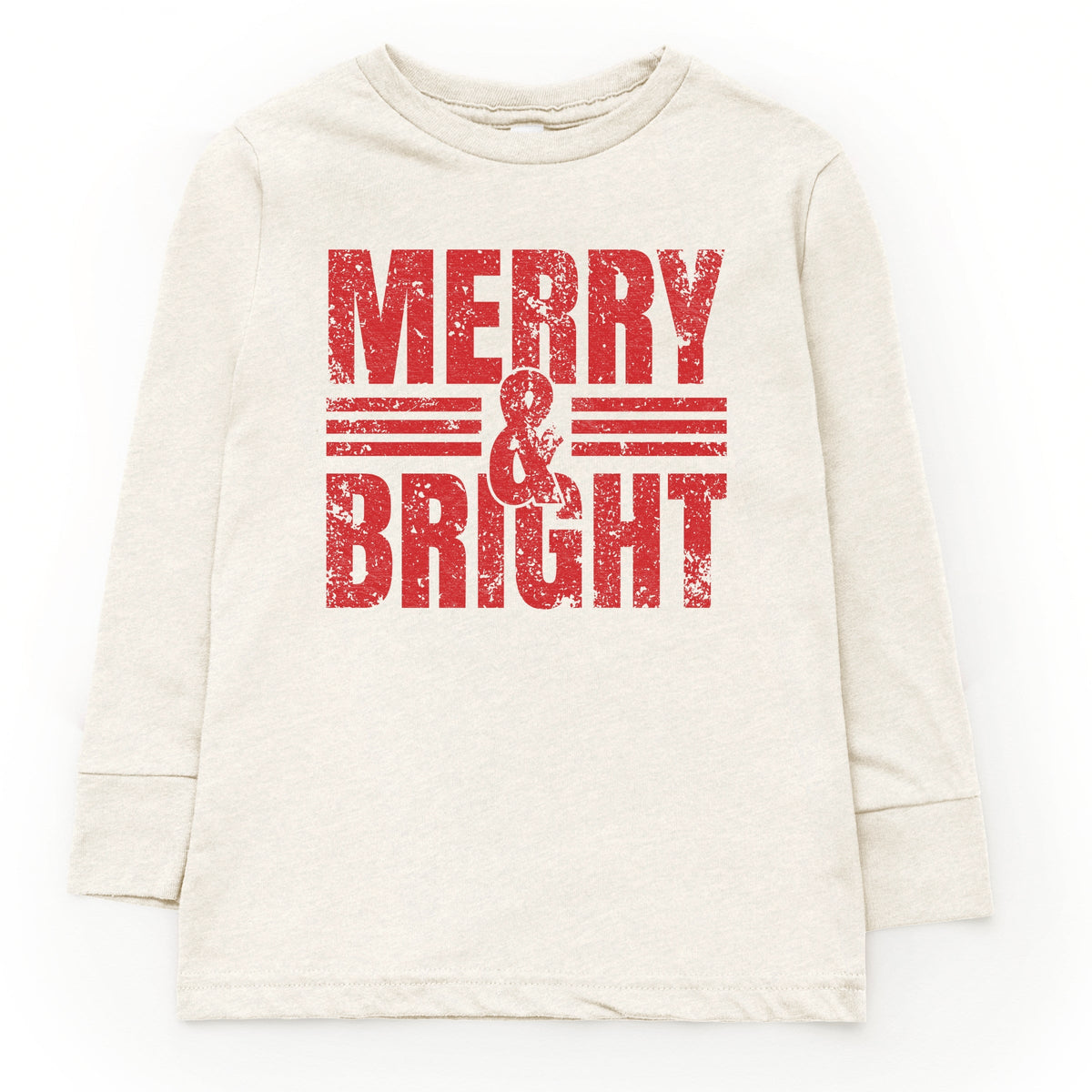 Merry & Bright Distressed - Youth Long Sleeve Graphic T-Shirt