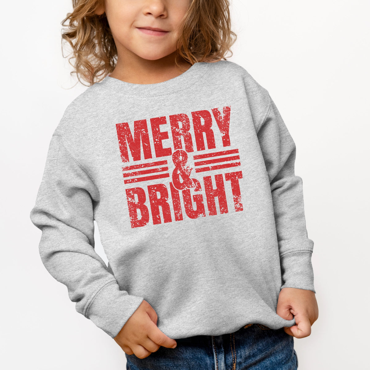 Merry & Bright Distressed - Toddler Graphic Sweatshirt