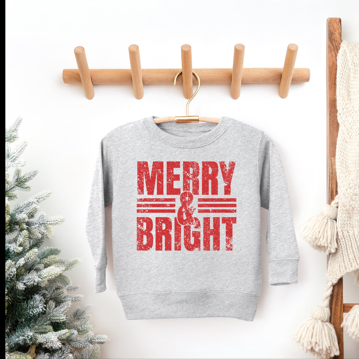 Merry & Bright Distressed - Toddler Graphic Sweatshirt