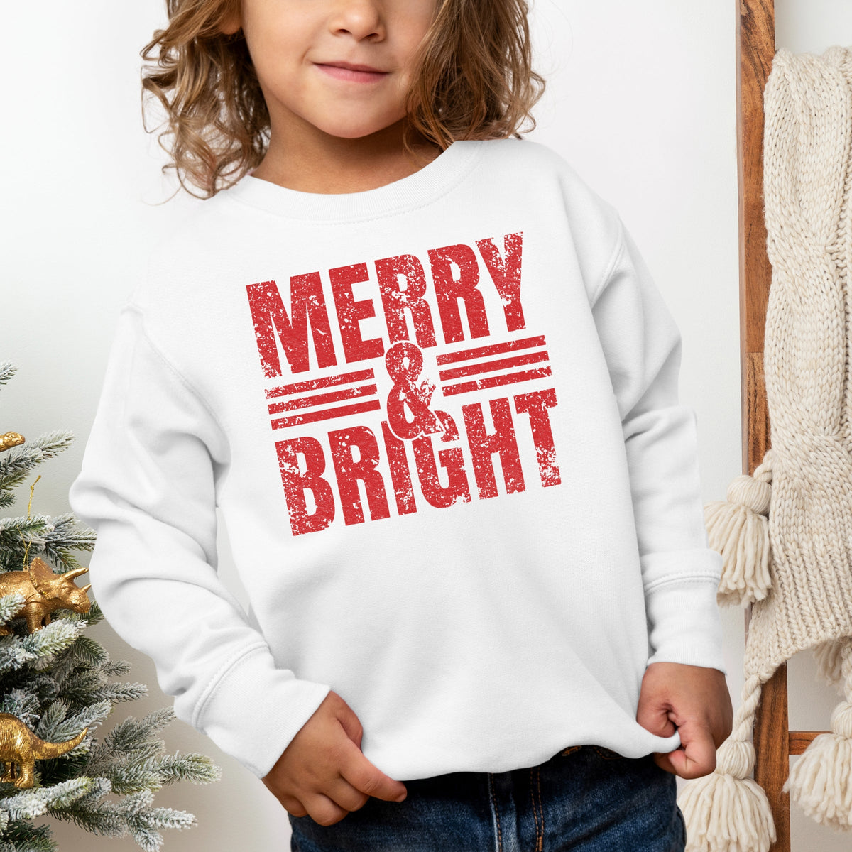 Merry & Bright Distressed - Toddler Graphic Sweatshirt