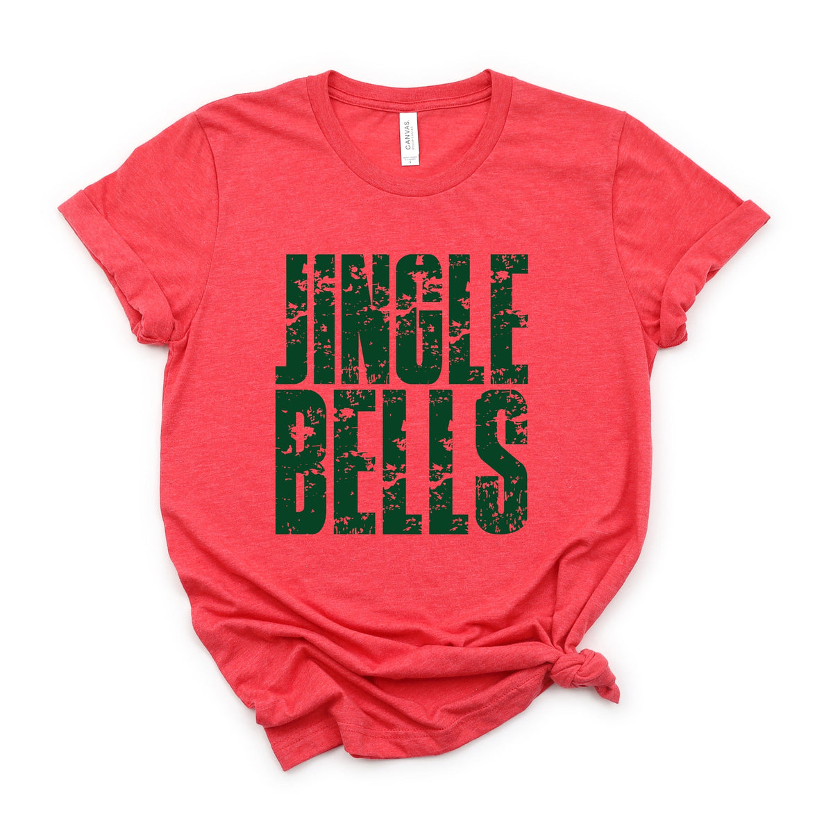 Jingle Bells Block Distressed - Womens Short Sleeve Graphic T-Shirt