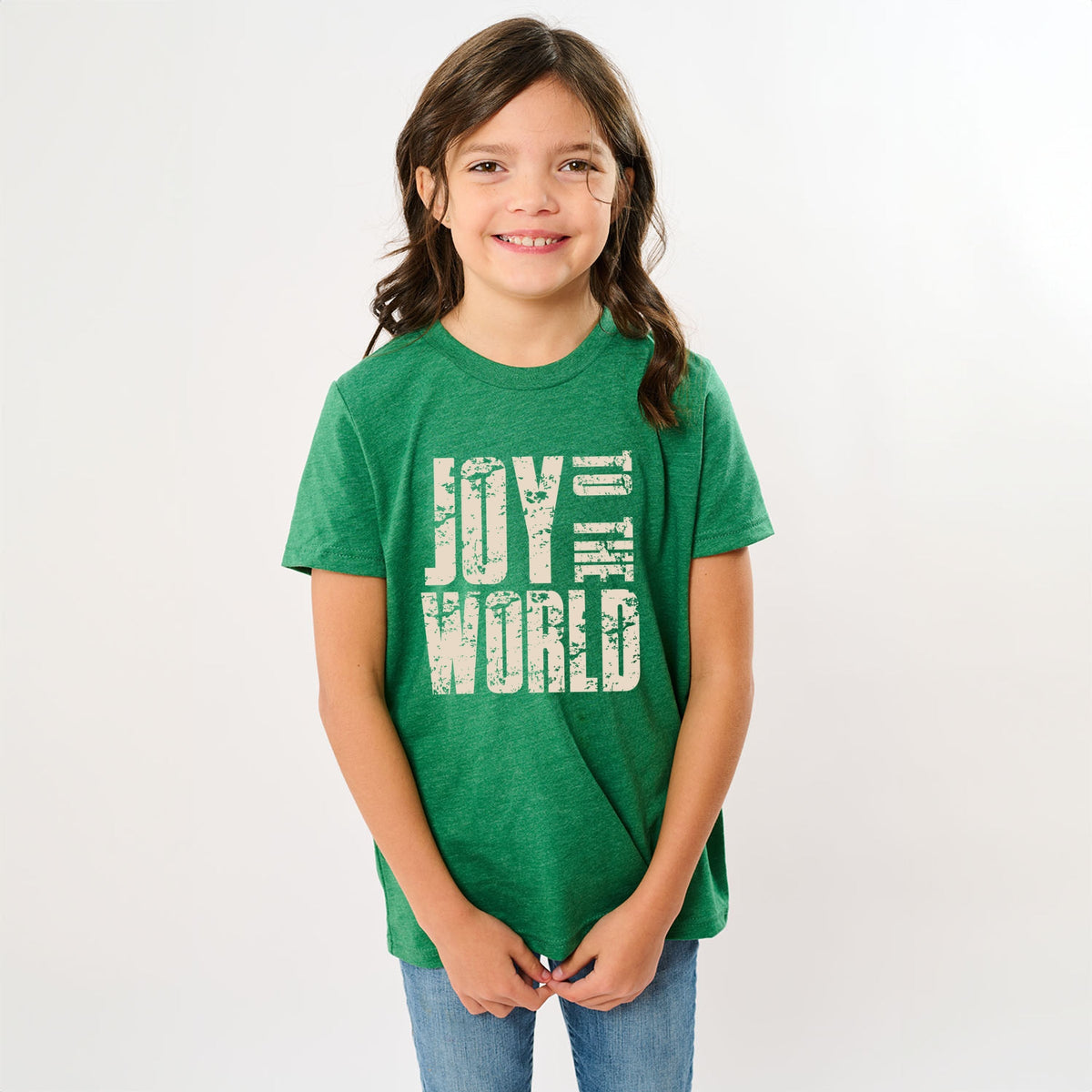 Joy To The World Block Distressed - Youth Short Sleeve Graphic T-Shirt
