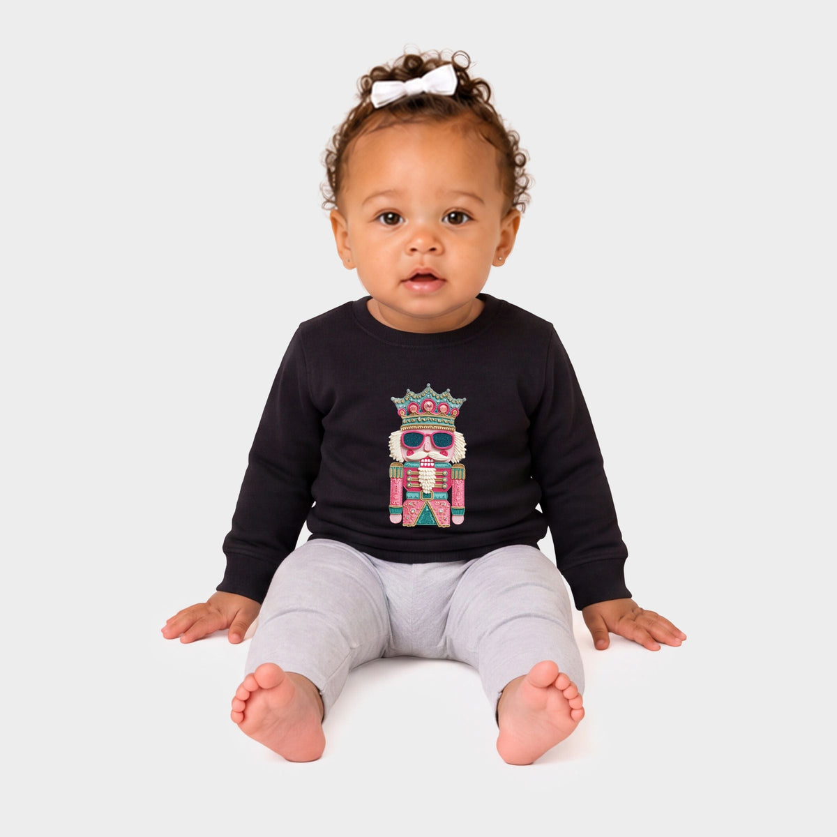 Pink and Teal Nutcracker Patchwork Print - Infant Crew Fleece Sweatshirt