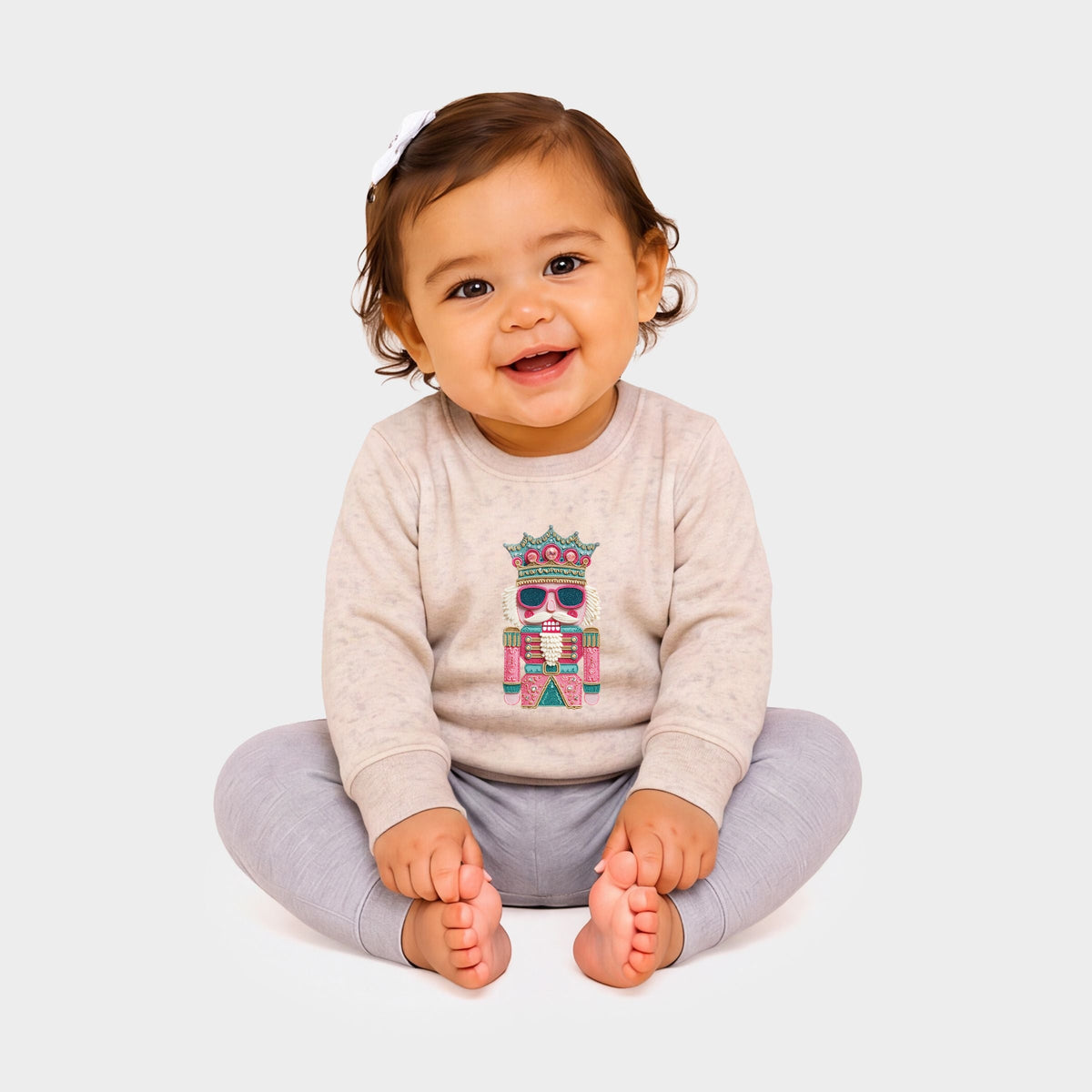 Pink and Teal Nutcracker Patchwork Print - Infant Crew Fleece Sweatshirt