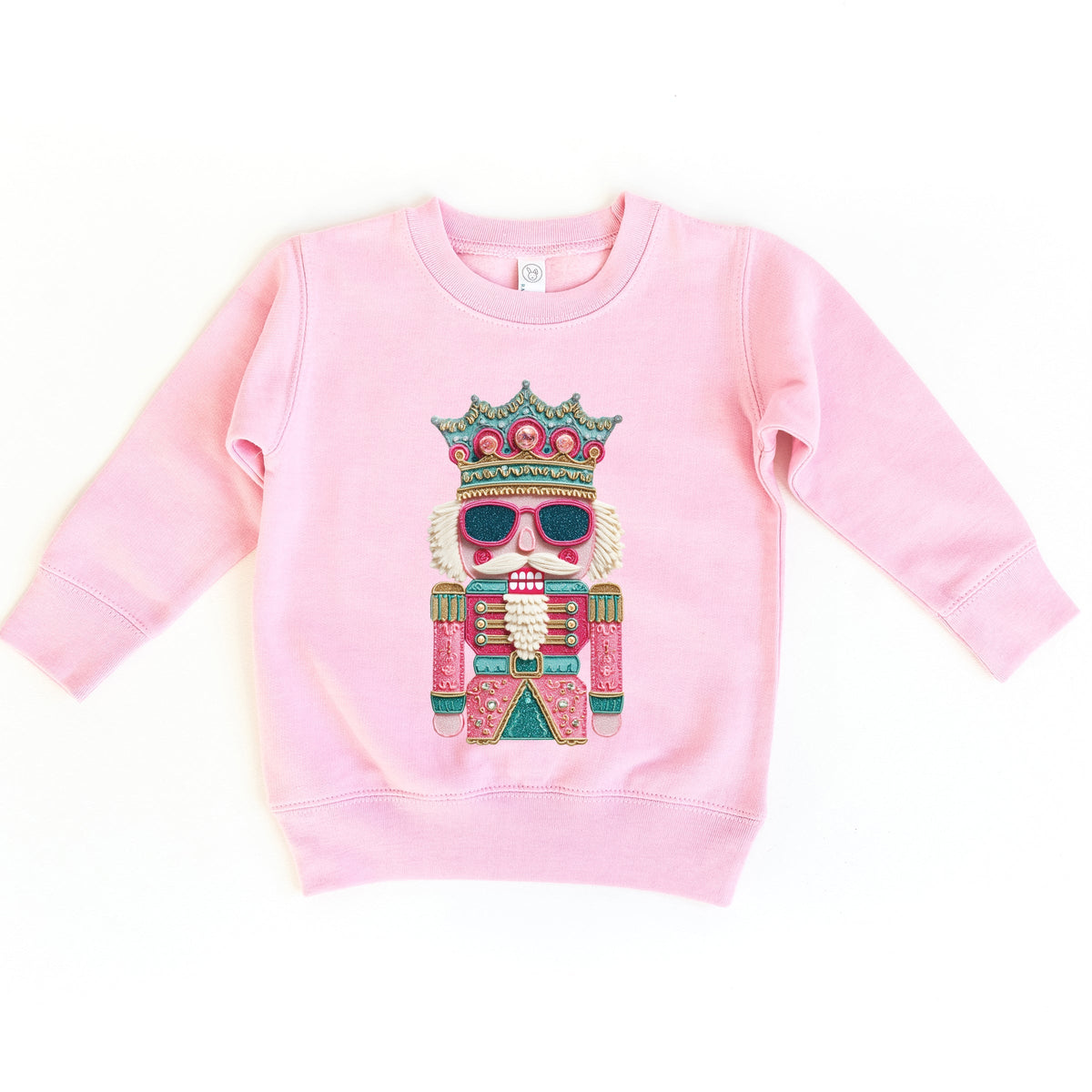 Pink and Teal Nutcracker Patchwork Print - Toddler Graphic Sweatshirt and Youth Graphic Sweatshirt