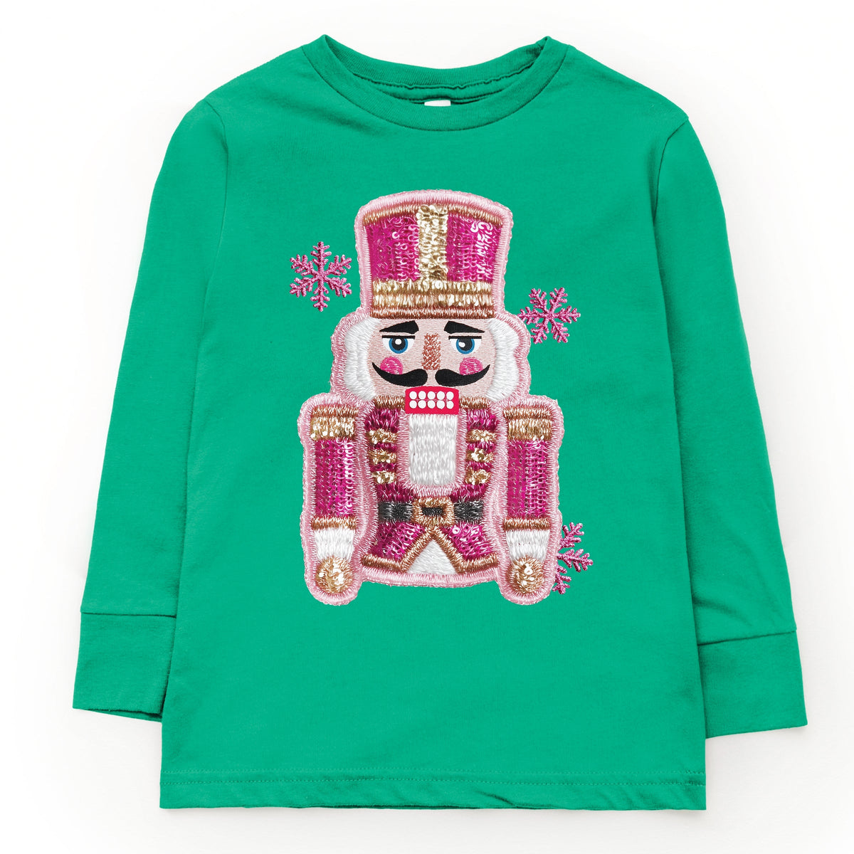 Pink Snowflake Nutcracker Patchwork Print - Toddler Long Sleeve Graphic Tee and Youth Long Sleeve Graphic T-Shirt