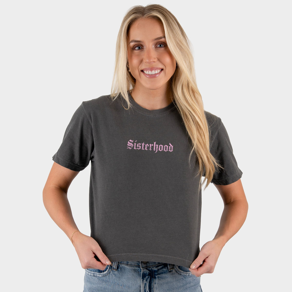 Sisterhood - Women's Boxy Crop Top Graphic T-Shirt