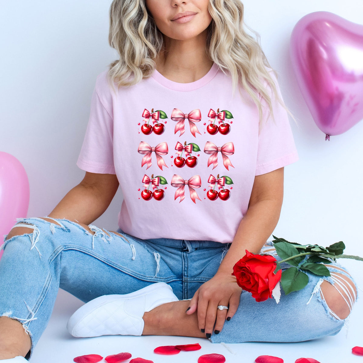 Coquette Pink Cherry Chart - Women's Short Sleeve Graphic T-Shirt