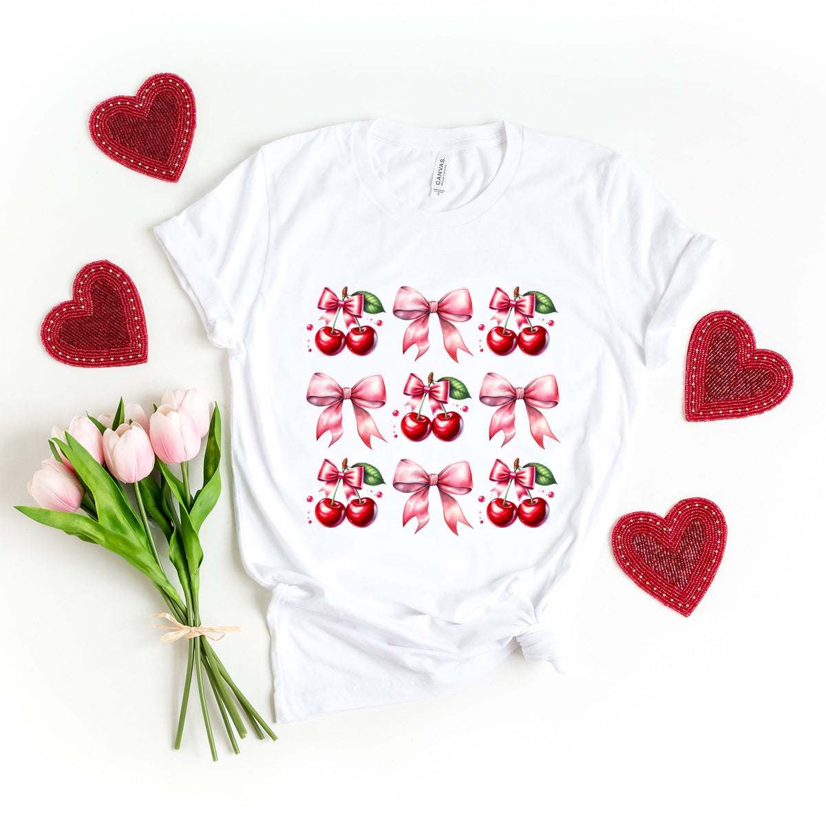 Coquette Pink Cherry Chart - Women's Short Sleeve Graphic T-Shirt