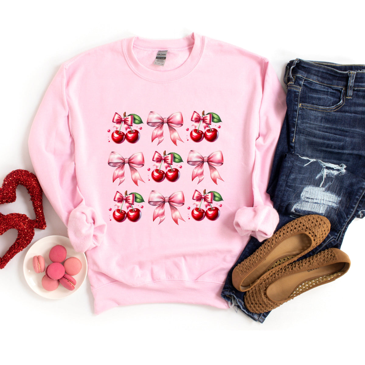 Coquette Pink Cherry Chart - Women's Graphic Sweatshirt