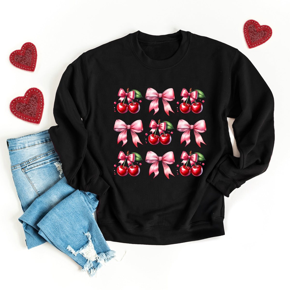Coquette Pink Cherry Chart - Women's Graphic Sweatshirt