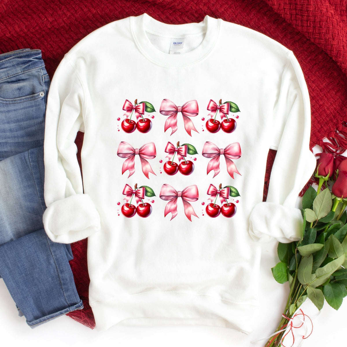 Coquette Pink Cherry Chart - Women's Graphic Sweatshirt
