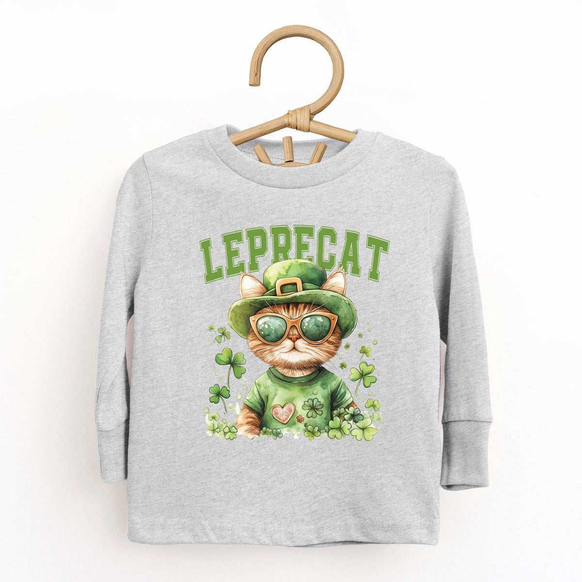 Leprecat Watercolor Cat - Toddler Long Sleeve Graphic Tee