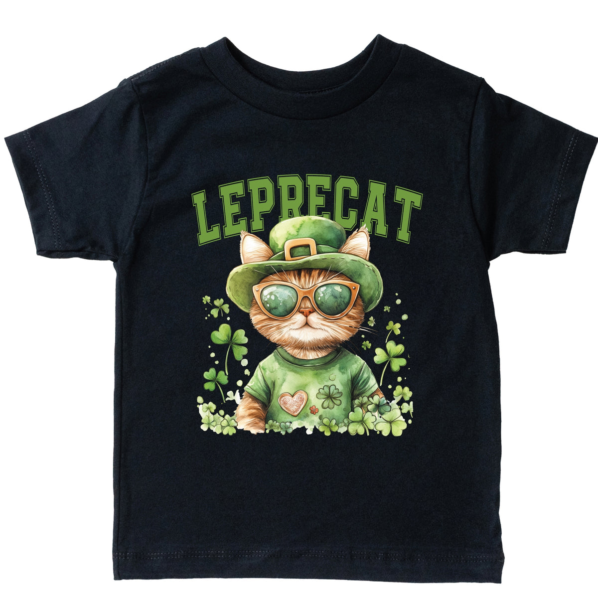 Leprecat Watercolor Cat - Toddler Short Sleeve Graphic T-Shirt