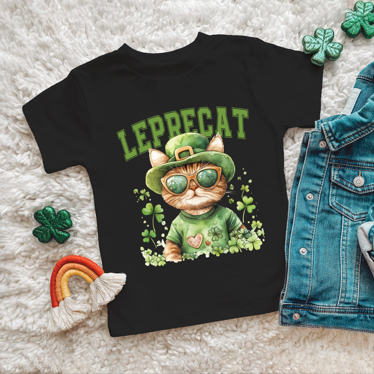 Leprecat Watercolor Cat - Toddler Short Sleeve Graphic T-Shirt