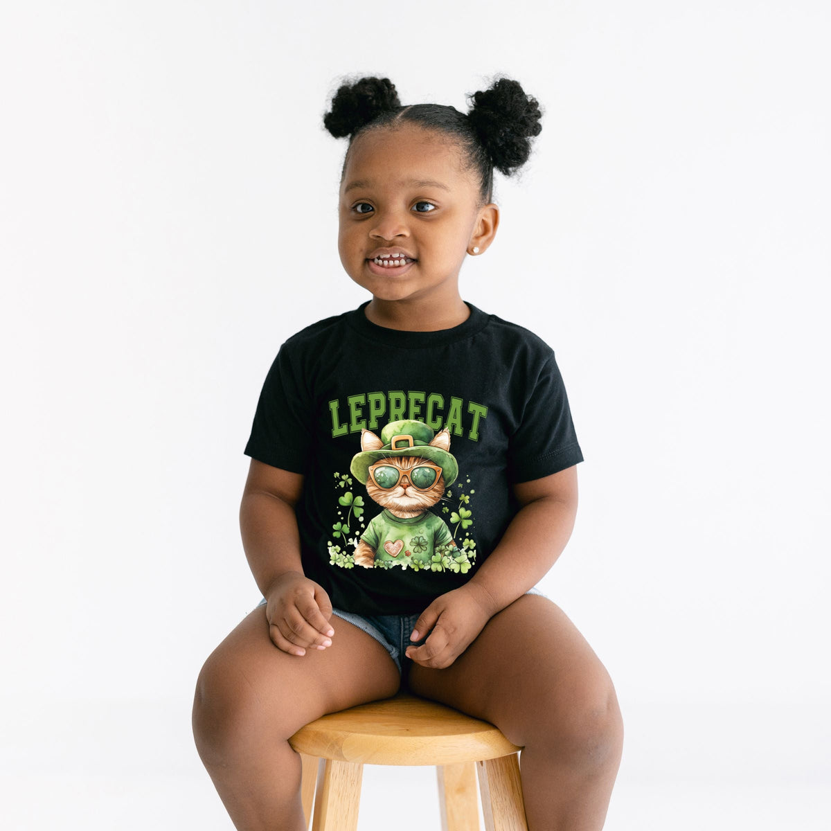 Leprecat Watercolor Cat - Toddler Short Sleeve Graphic T-Shirt