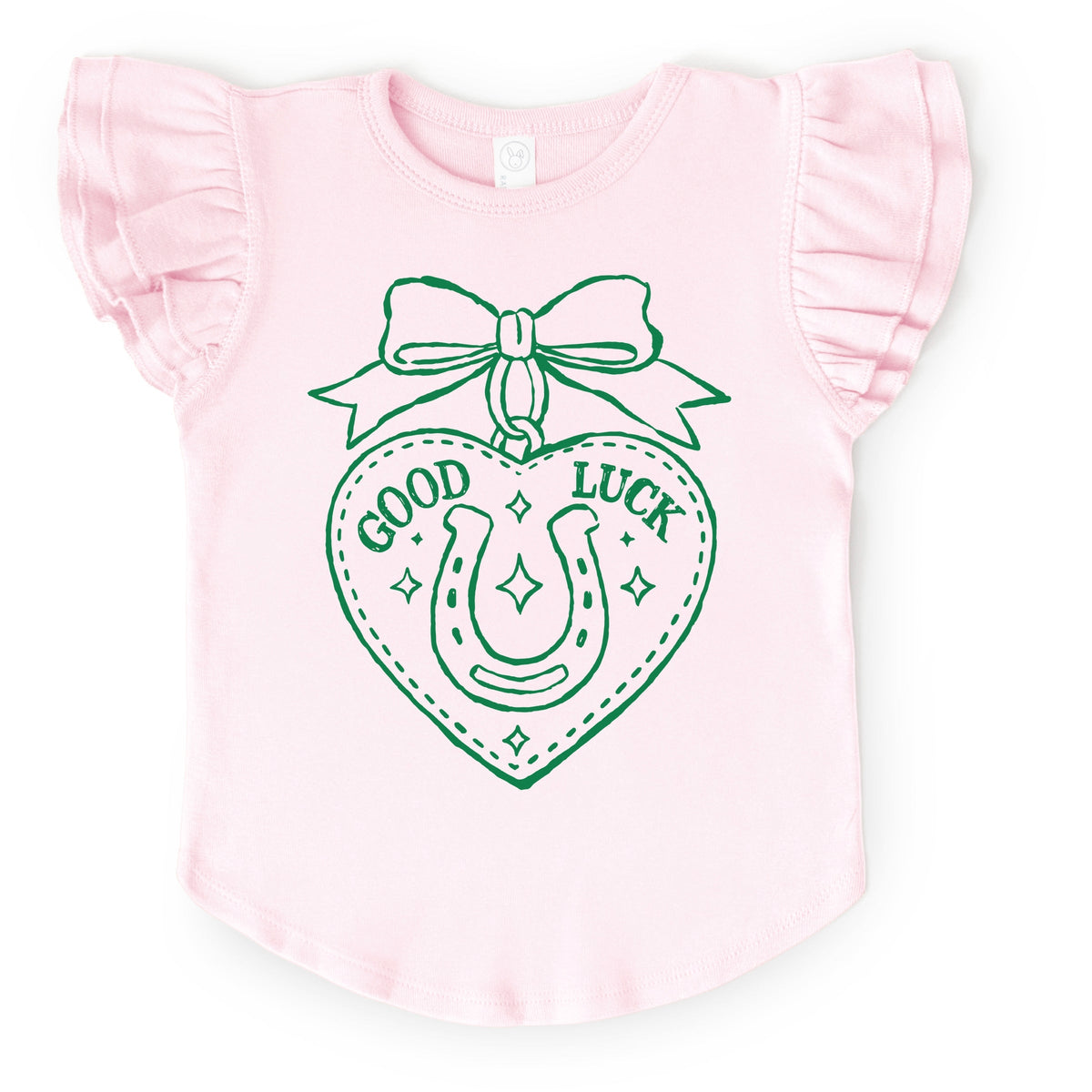 Good Luck Charm Outline - Flutter Sleeve Graphic T-Shirt