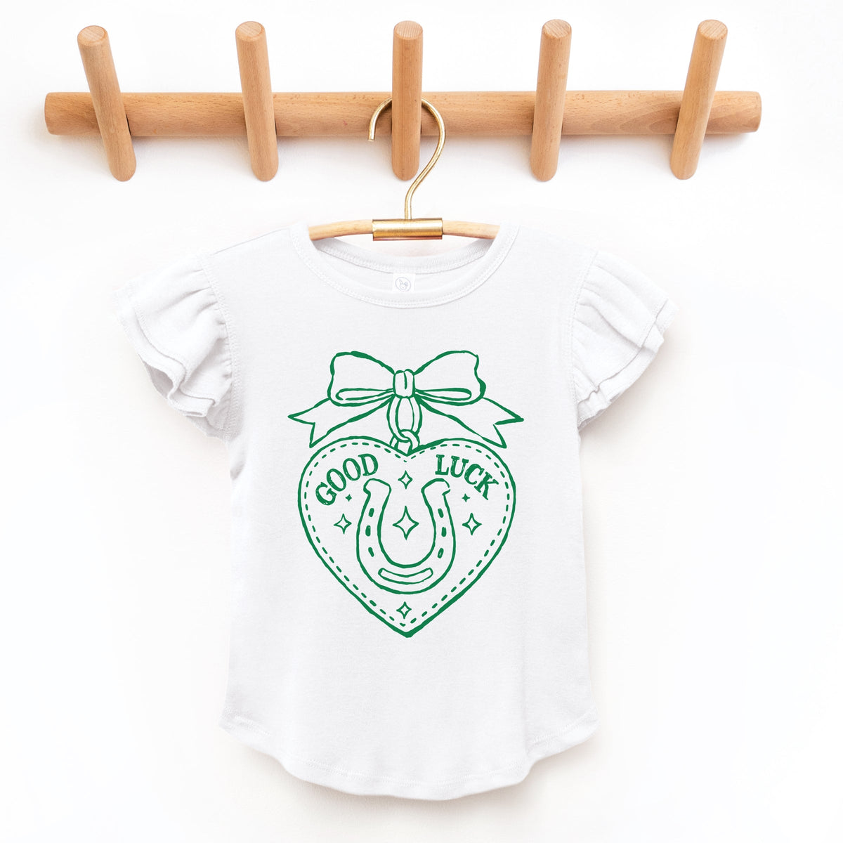 Good Luck Charm Outline - Flutter Sleeve Graphic T-Shirt