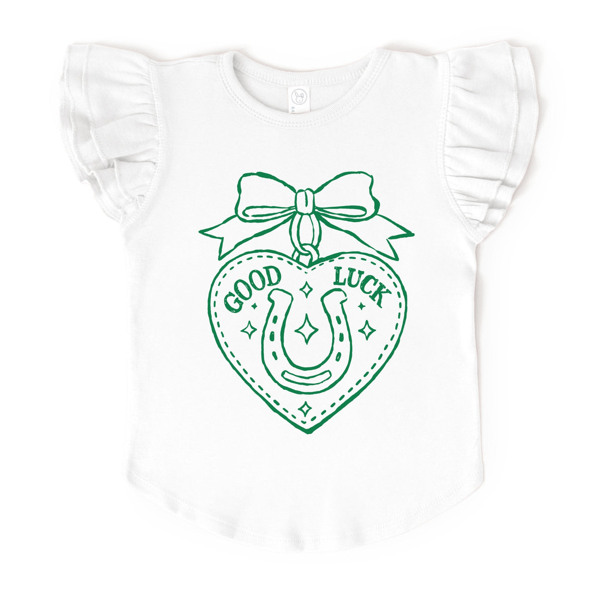 Good Luck Charm Outline - Flutter Sleeve Graphic T-Shirt