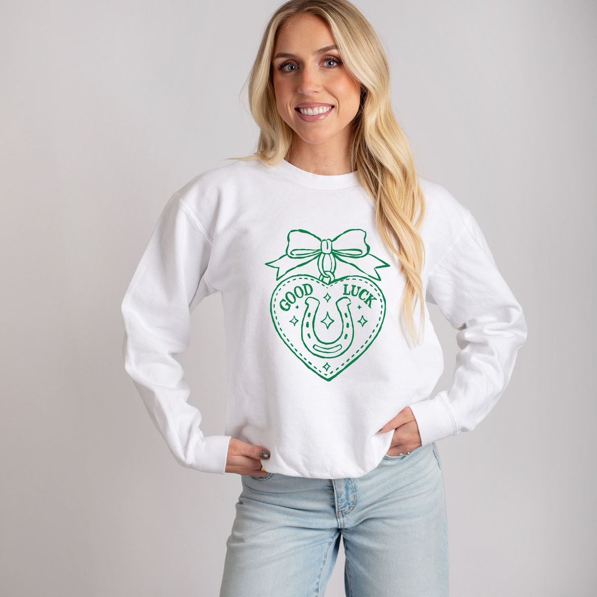 Good Luck Charm Outline - Women's Lightweight Garment Dyed Sweatshirt