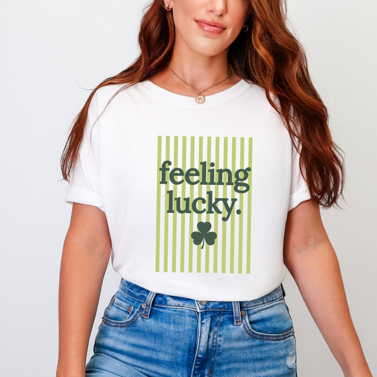 Feeling Lucky Stripes - Women's Garment Dyed Graphic T-Shirt