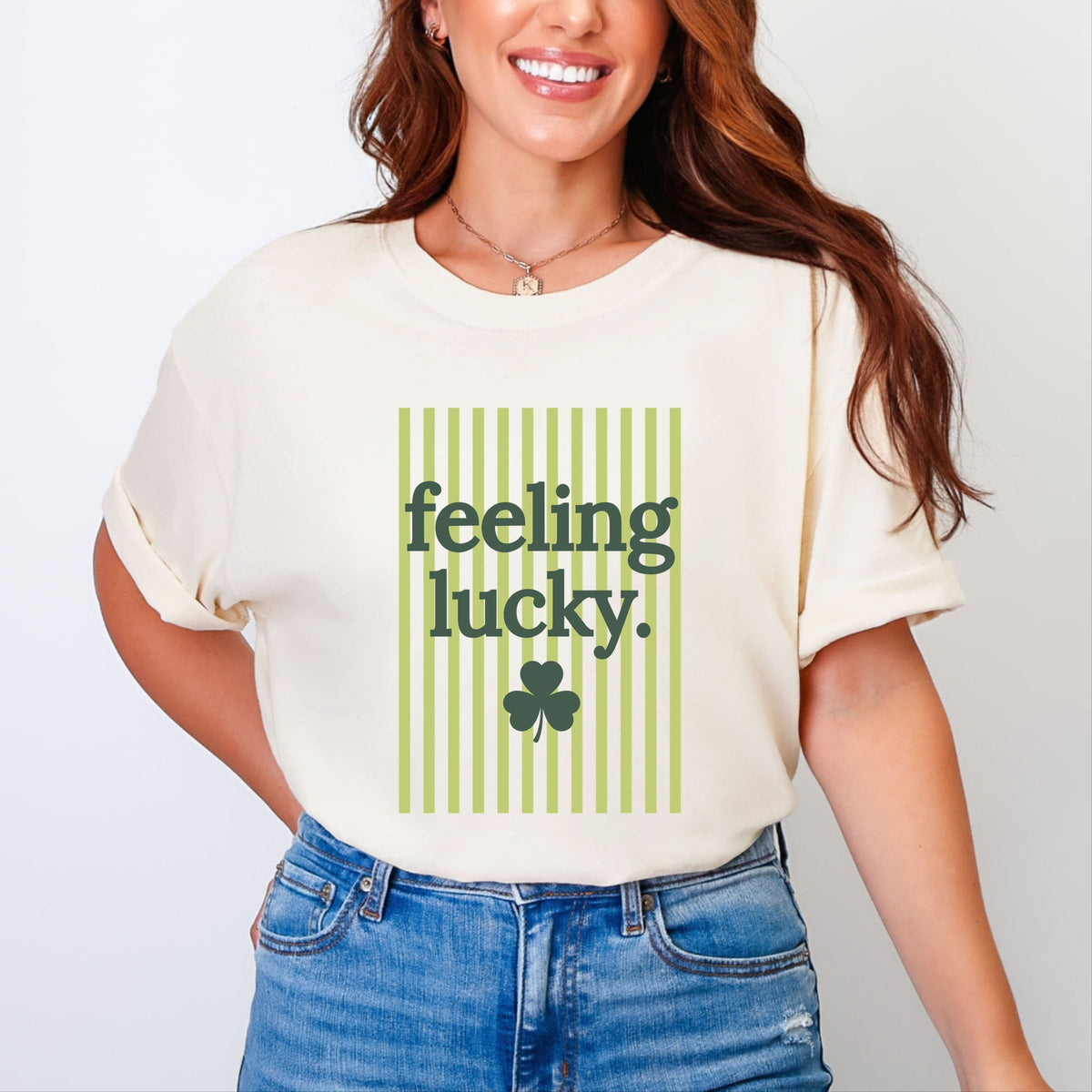 Feeling Lucky Stripes - Women's Garment Dyed Graphic T-Shirt