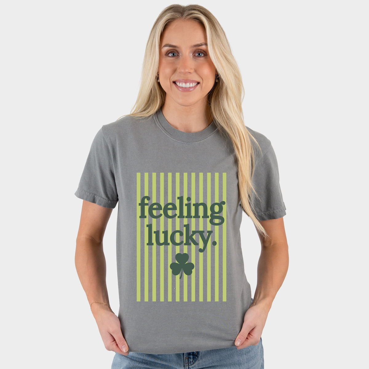 Feeling Lucky Stripes - Women's Garment Dyed Graphic T-Shirt