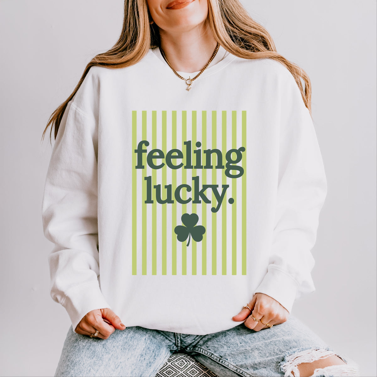 Feeling Lucky Stripes - Women's Lightweight Garment Dyed Sweatshirt