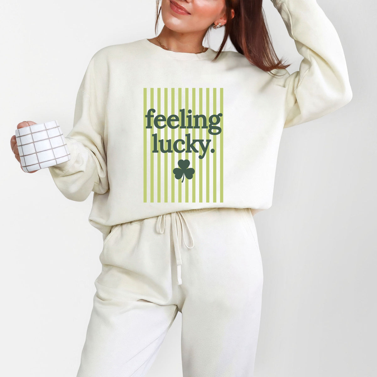 Feeling Lucky Stripes - Women's Lightweight Garment Dyed Sweatshirt