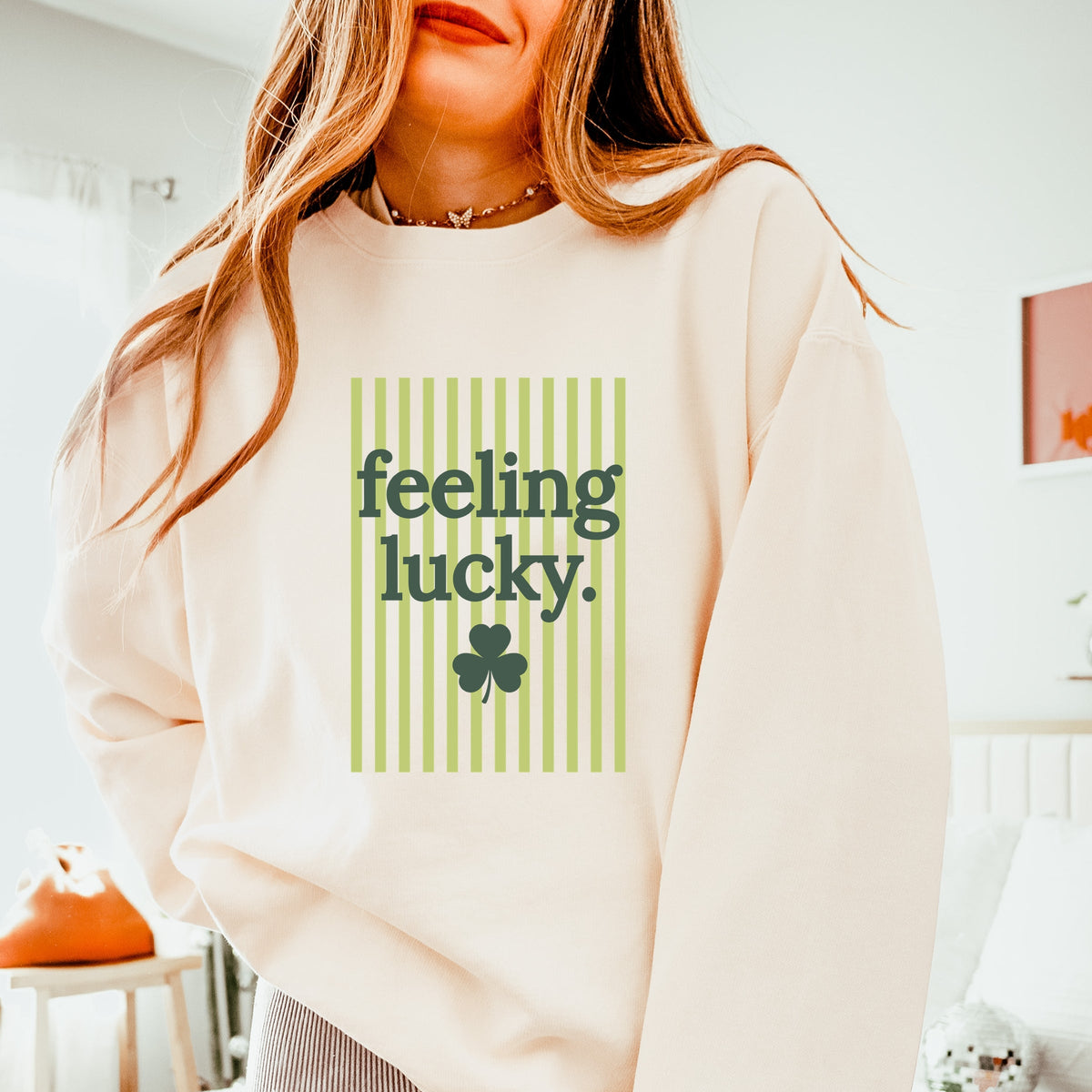 Feeling Lucky Stripes - Women's Lightweight Garment Dyed Sweatshirt