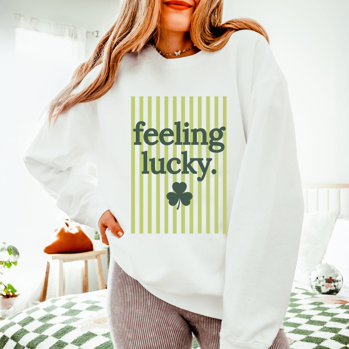 Feeling Lucky Stripes - Women's Lightweight Garment Dyed Sweatshirt