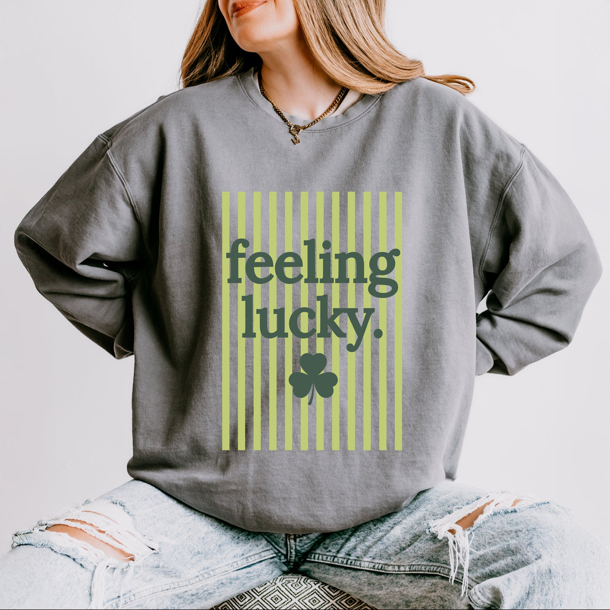 Feeling Lucky Stripes - Women's Lightweight Garment Dyed Sweatshirt