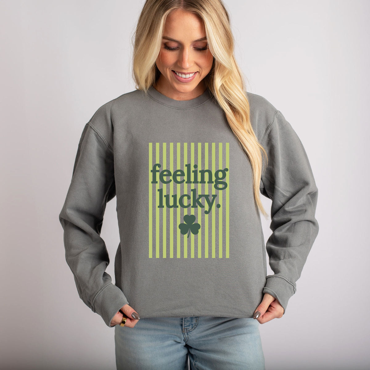 Feeling Lucky Stripes - Women's Lightweight Garment Dyed Sweatshirt