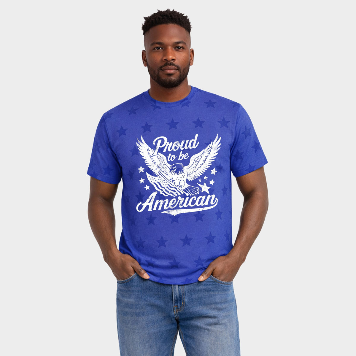 Proud To Be American Distressed Eagle - Men's Short Sleeve Star Tee