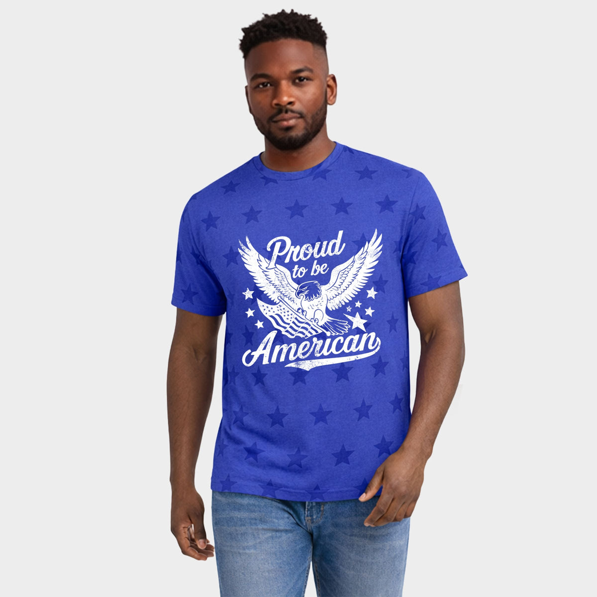 Proud To Be American Distressed Eagle - Men's Short Sleeve Star Tee