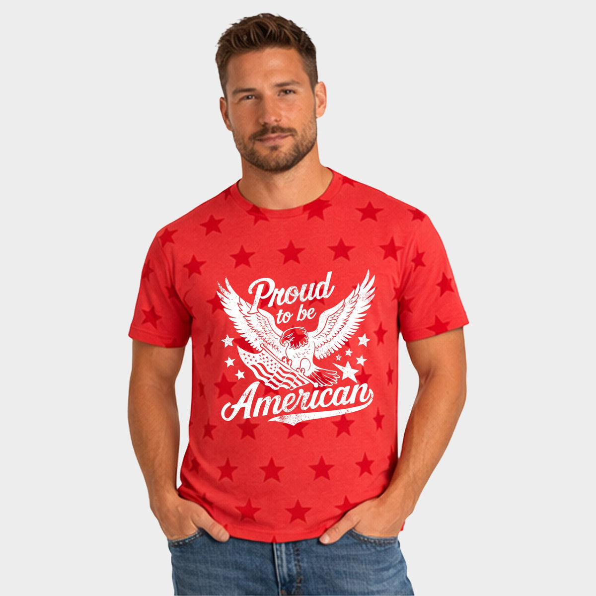 Proud To Be American Distressed Eagle - Men's Short Sleeve Star Tee