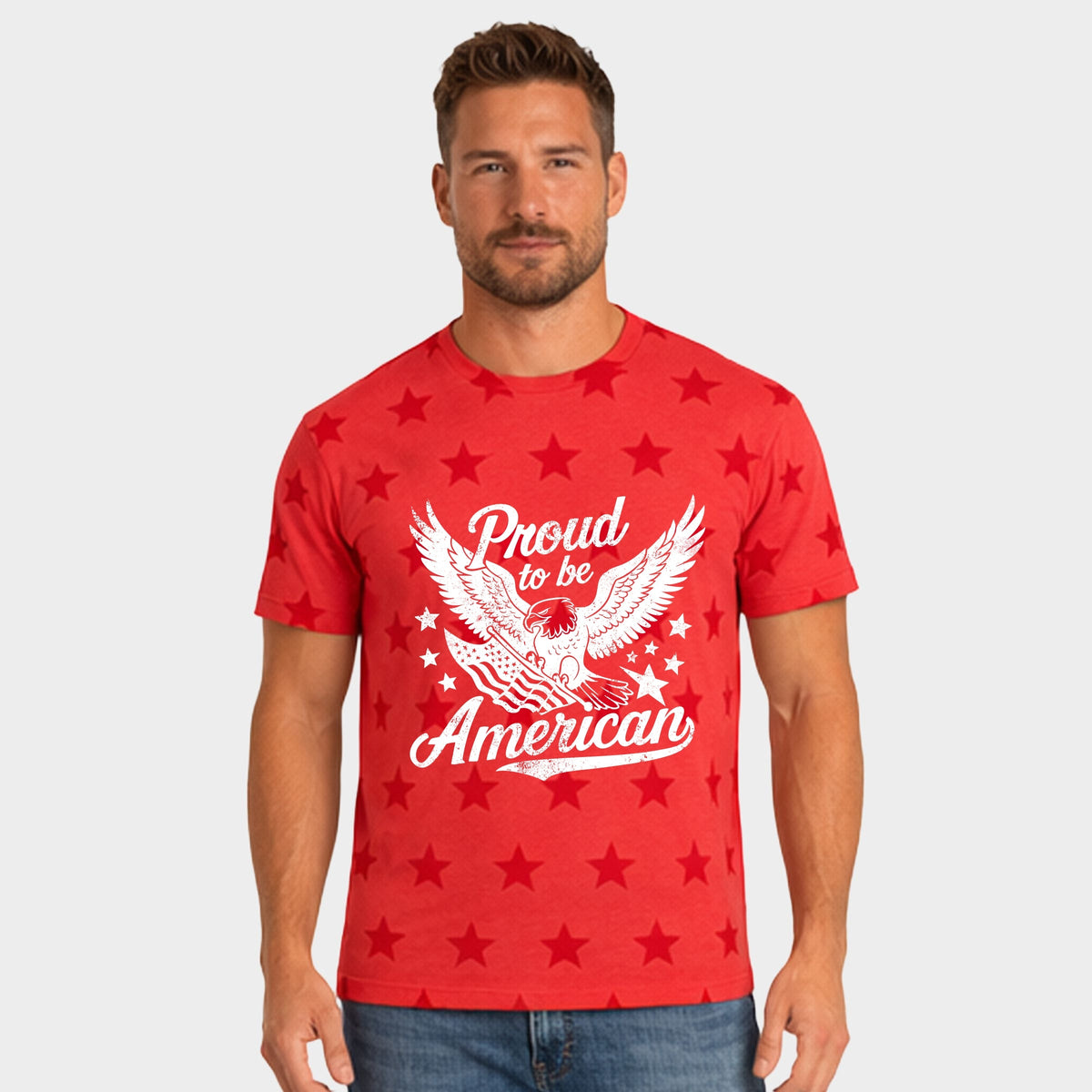 Proud To Be American Distressed Eagle - Men's Short Sleeve Star Tee