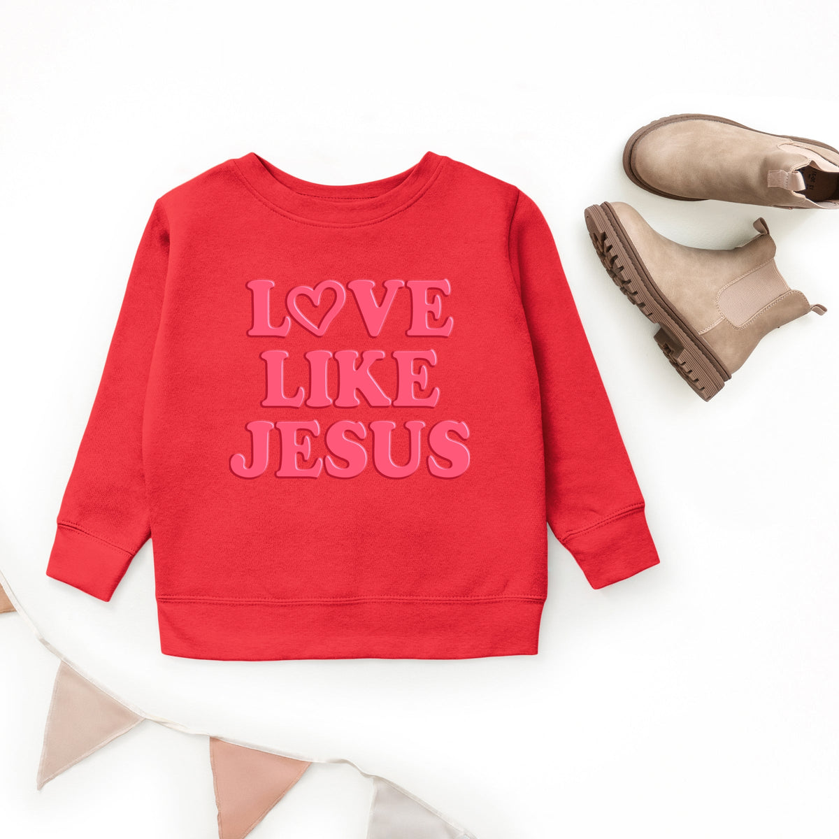 Love Like Jesus Heart Bold Puff - Youth Graphic Sweatshirt