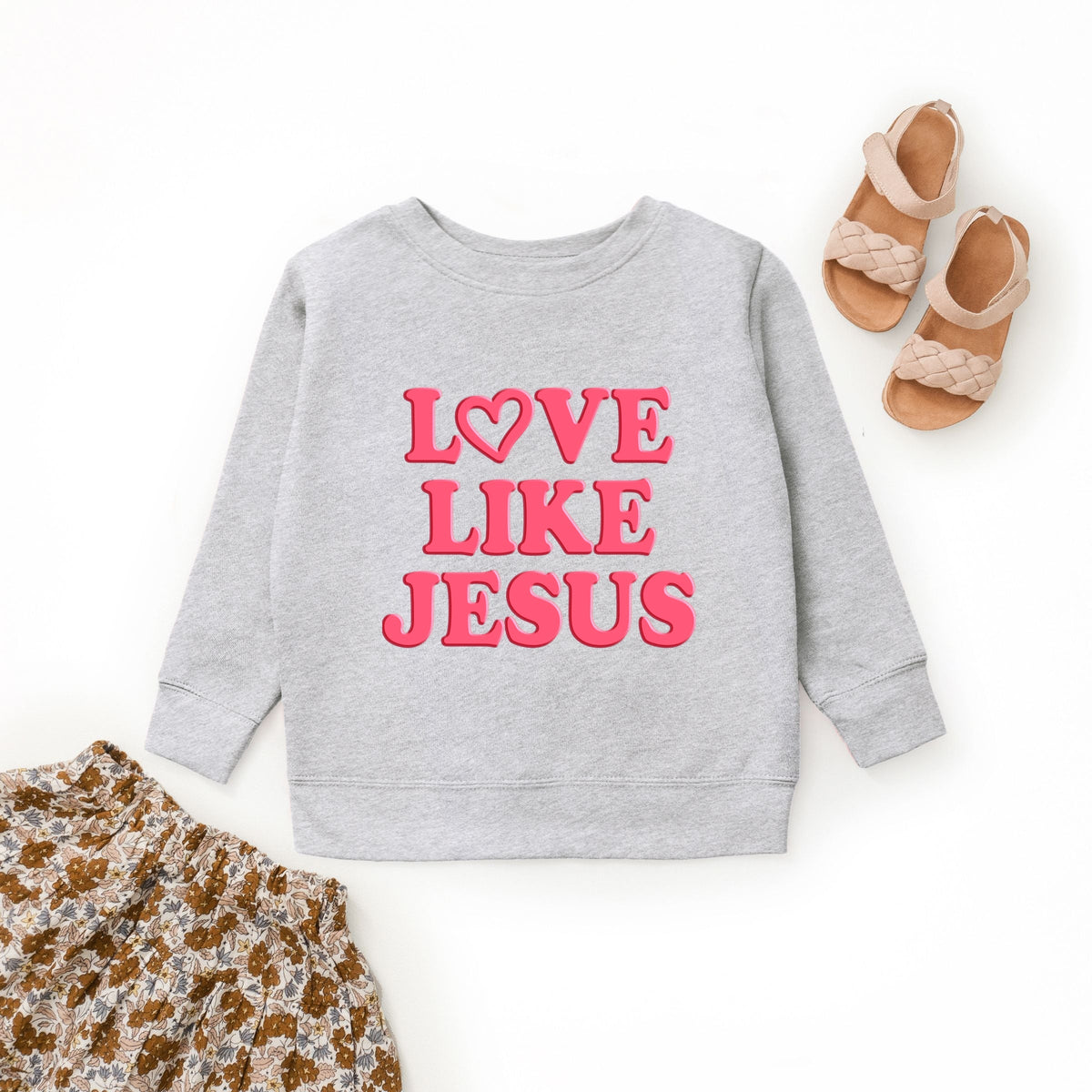 Love Like Jesus Heart Bold Puff - Youth Graphic Sweatshirt