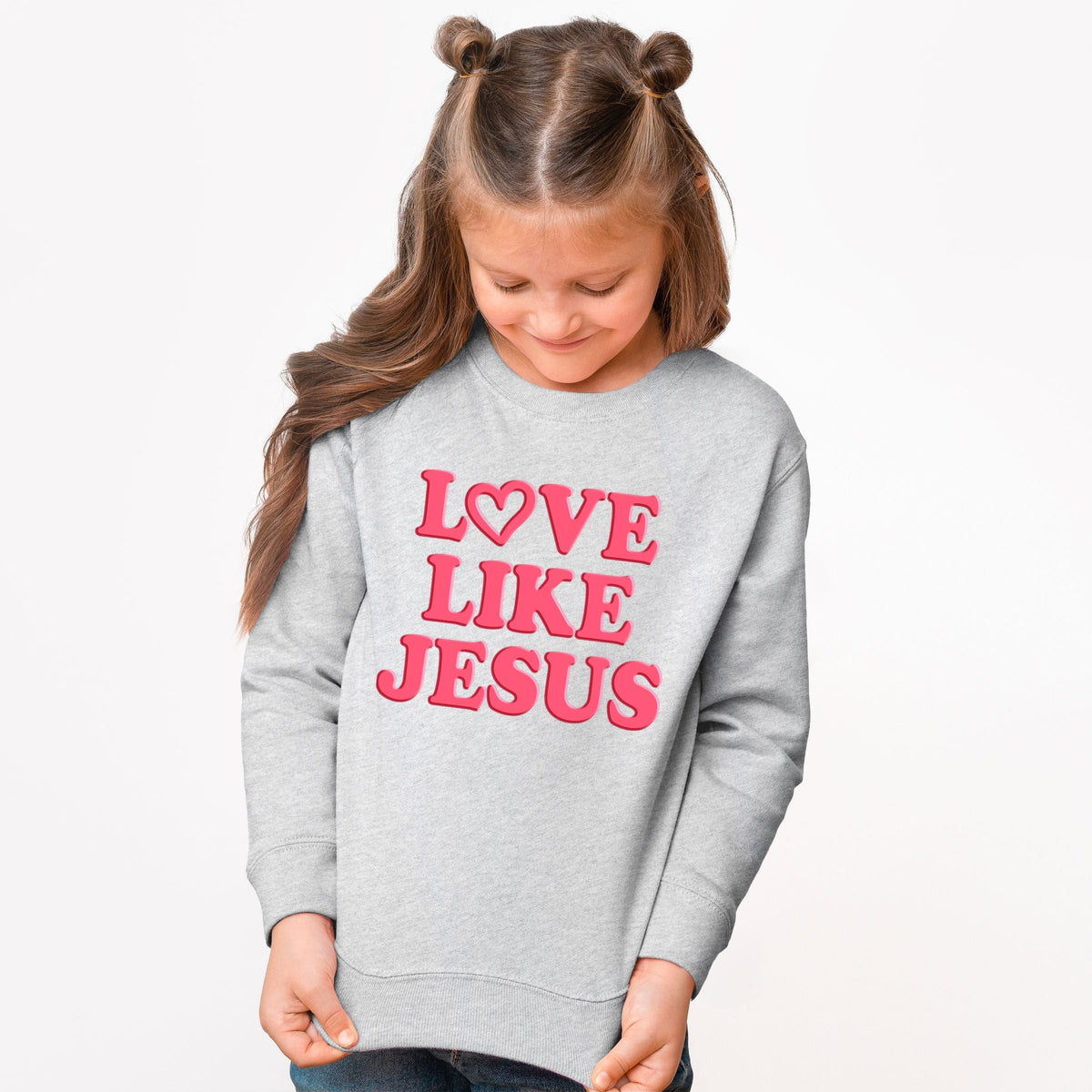 Love Like Jesus Heart Bold Puff - Youth Graphic Sweatshirt