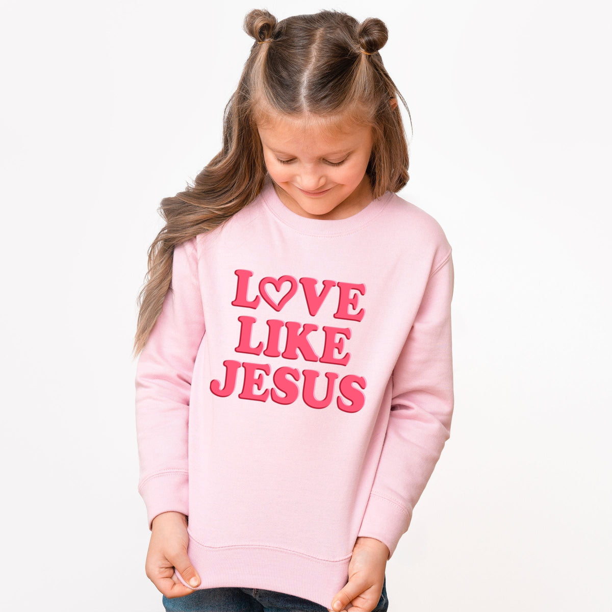 Love Like Jesus Heart Bold Puff - Youth Graphic Sweatshirt