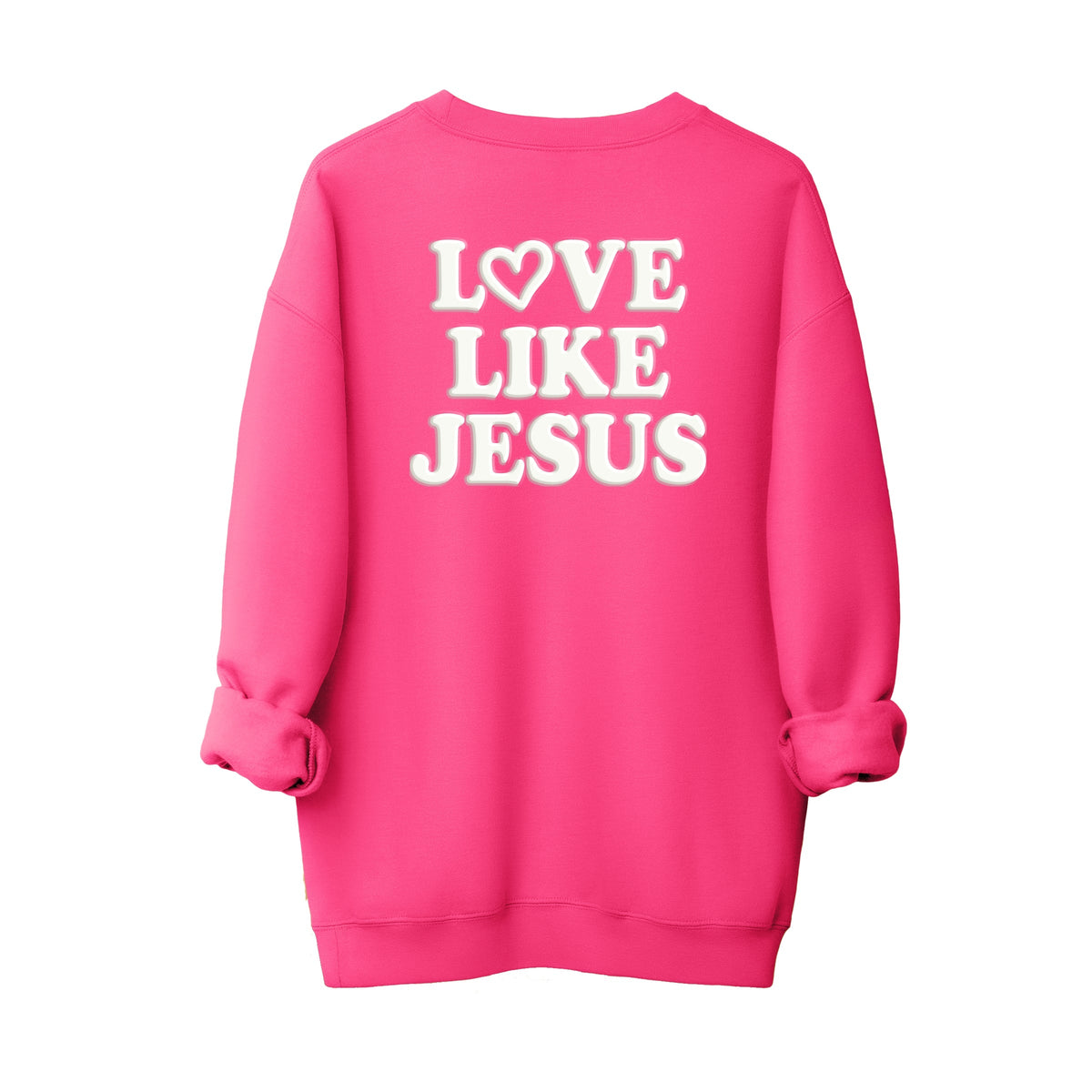 Love Like Jesus Heart Bold Puff Front and Back Design - Women's Graphic Sweatshirt
