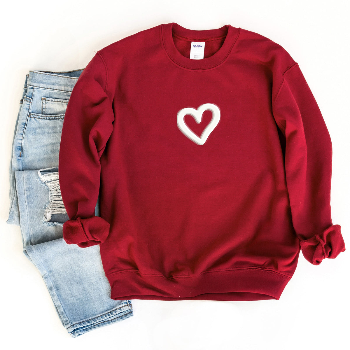 Love Like Jesus Heart Bold Puff Front and Back Design - Women's Graphic Sweatshirt