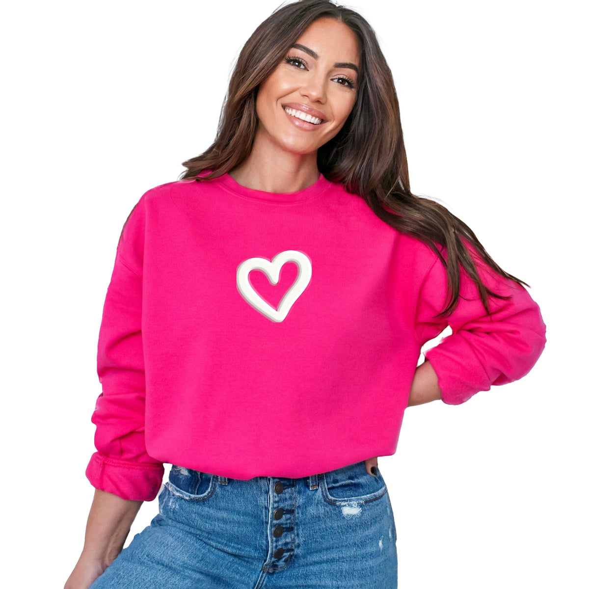 Love Like Jesus Heart Bold Puff Front and Back Design - Women's Graphic Sweatshirt