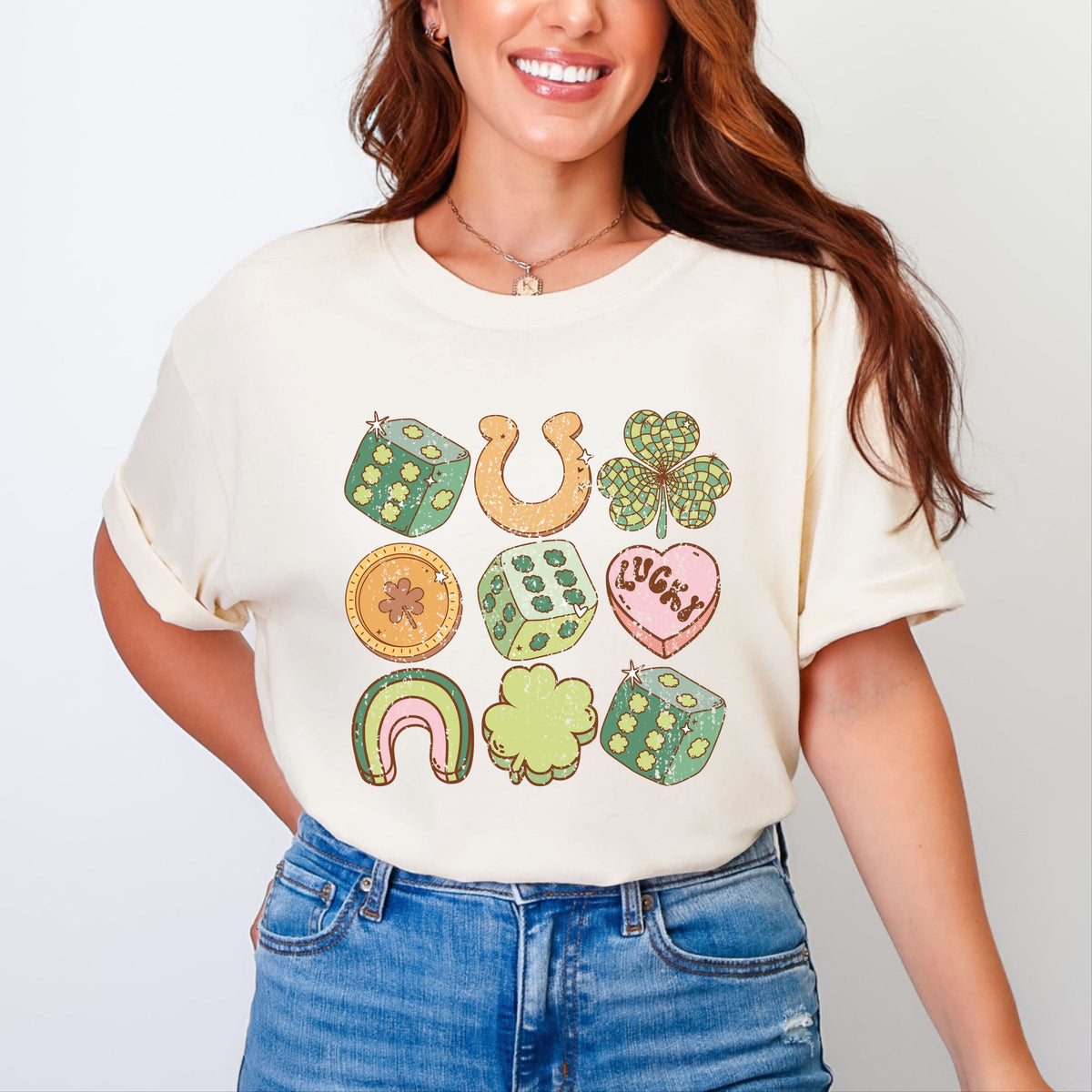 St. Patrick's Charm Chart - Womens Garment Dyed Graphic T-Shirt
