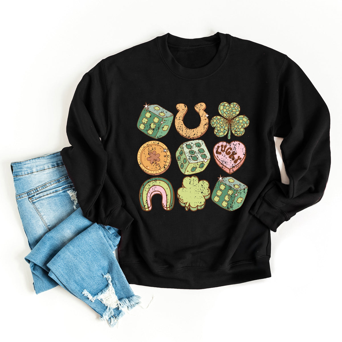 St. Patrick's Charm Chart -  Womens Graphic Sweatshirt