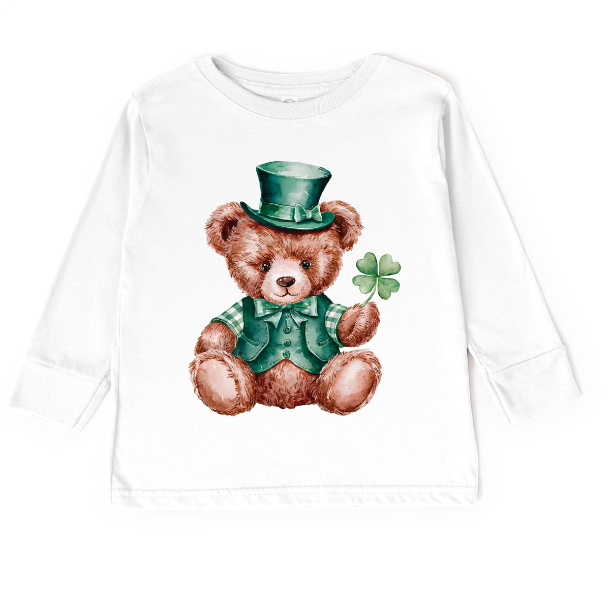 St. Patrick's Bear Clover - Toddler Long Sleeve Graphic Tee