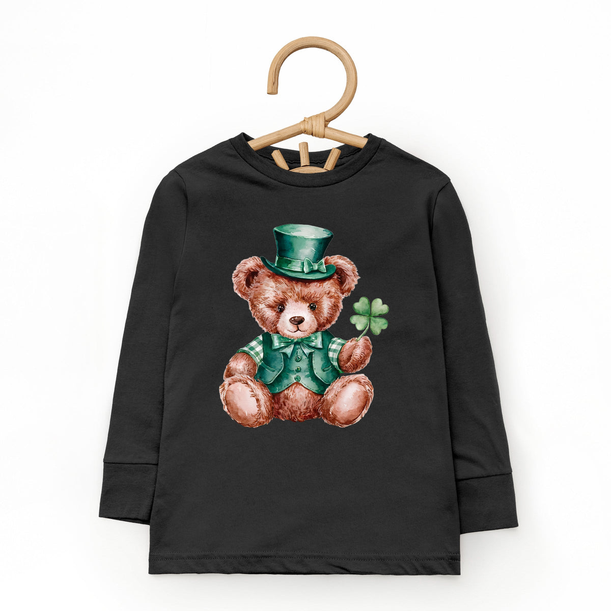 St. Patrick's Bear Clover - Toddler Long Sleeve Graphic Tee