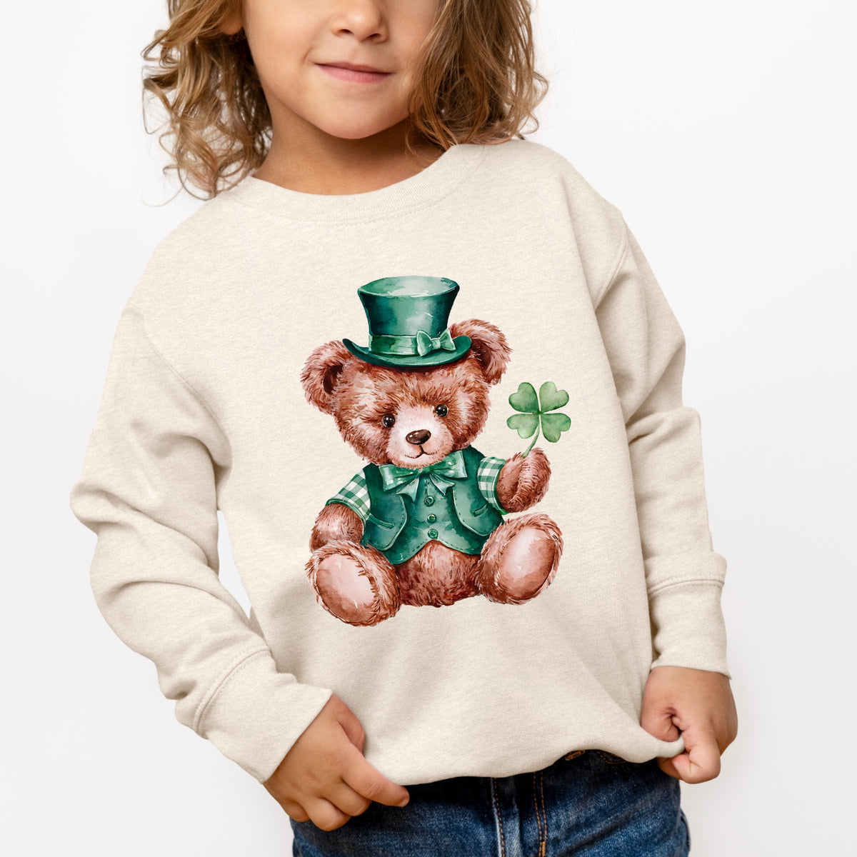 St. Patrick's Bear Clover - Toddler Graphic Sweatshirt