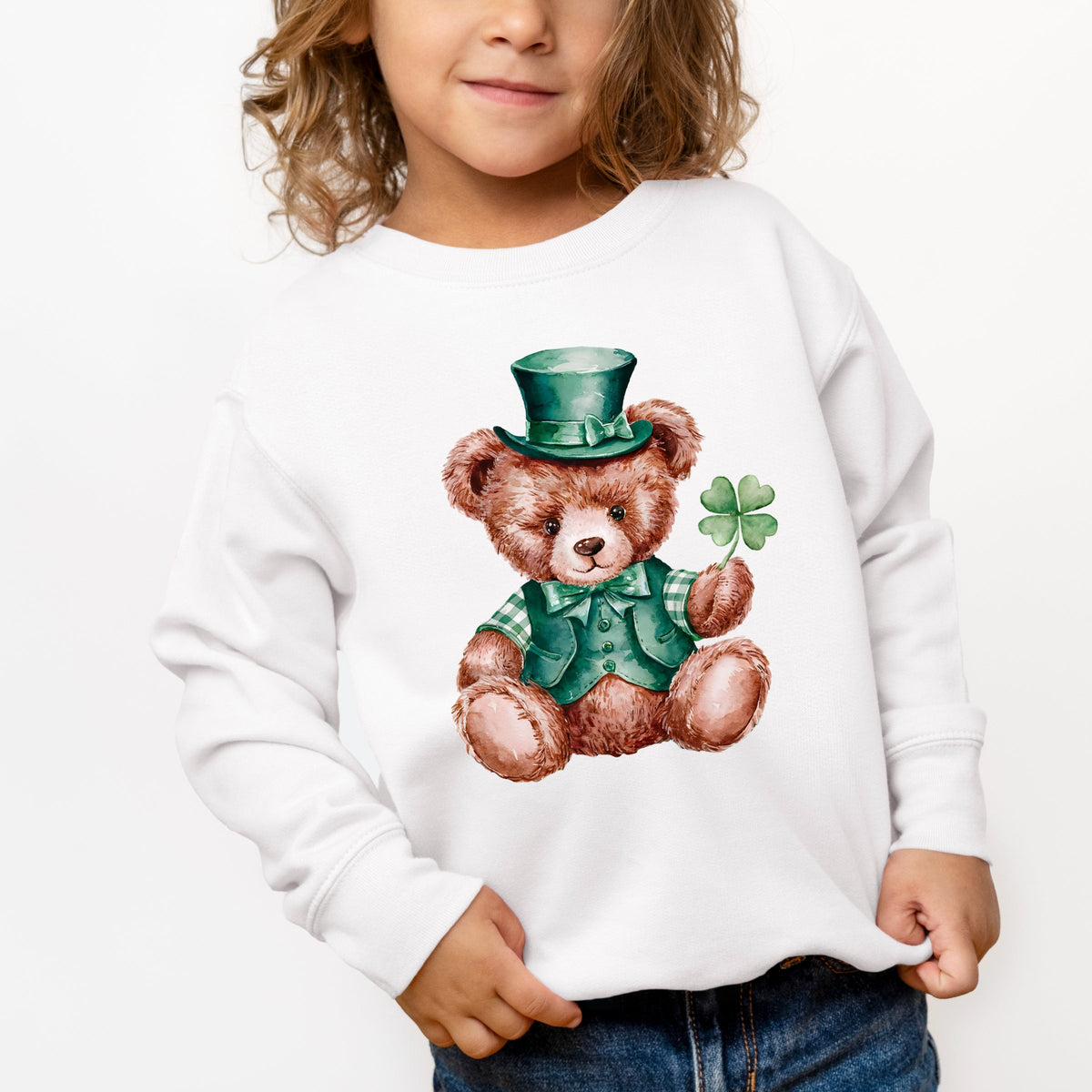 St. Patrick's Bear Clover - Toddler Graphic Sweatshirt